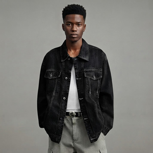 OEM Custom Men's Jean Denim <b>Jacket</b> Faded Effect <b>zip</b> <b>Up</b> Cotton Coat Oversized Vintage Washed Denim <b>Jacket</b> for Men's 2026 - Product Image 1