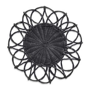 Custom Logo Black Round Rattan <b>Placemat</b> Natural <b>Wicker</b> Braided Table Mat Boho Chargers For Wedding Dining Table Decoration - Product Image 2