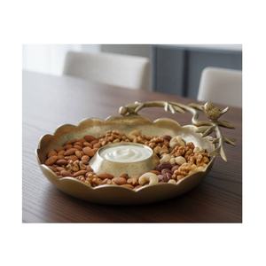 Plat de service rond moderne en acier inoxydable motif branche d'arbre pour chips et trempettes, 36x5 cm, parfait pour servir des collations aux invités sur la table à manger à la maison - Product Image 4