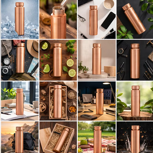 Créations Antiques en Cuivre Pur Classique Écologique Ayurvédique Gravé Martelé Grande Capacité 1000ml Couleur Personnalisée Multi-Usages - Product Image 5