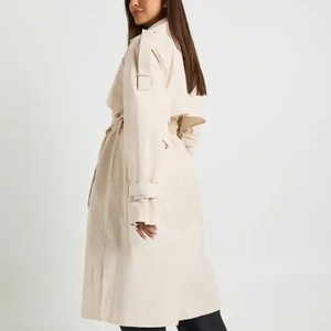 Abrigo largo informal de lana para mujer, estilo europeo y americano, para otoño/invierno, cálido, de color liso, con corte nuevo en los laterales. - Product Image 2