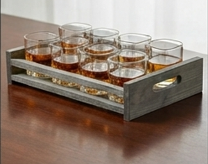 Elegant Wooden Shot Glass Holder Rectangular Rustic Style <b>Storage</b> <b>Rack</b> For Kitchen Tableware Durable Single Tier Design - Product Image 5