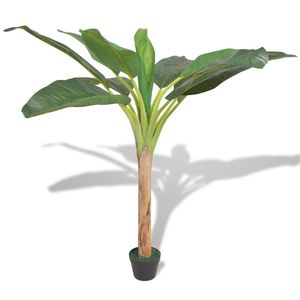 Albero Artificiale in Vero Legno da 59 Pollici con Foglie Verdi in Plastica e Filo di Ferro, Decorazione Resistente per Esterni - Product Image 1