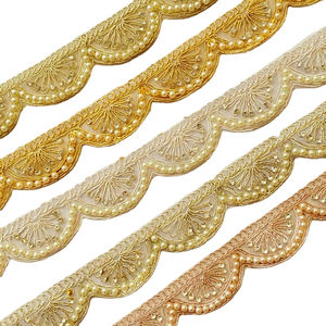 Encaje Bordado de Poliéster de 15 mm de Ancho, Estilo Vintage, con Rayas Coloridas, Soluble en Agua, para Vestidos, Venta al por Mayor del Fabricante - Product Image 1