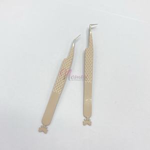 Pince à épiler de précision de qualité supérieure Diamond Grip Pince à épiler d'extension de cils en acier inoxydable durable Logo personnalisé - Product Image 3