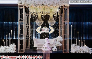 โลหะสไตล์กรอบประตูและอุปกรณ์ประกอบฉากสำหรับเวทีแผนกต้อนรับขายส่งงานแต่งงานโลหะยืนปากีสถาน Nikah พิธีอุปกรณ์ประกอบฉากโลหะ - Product Image 6