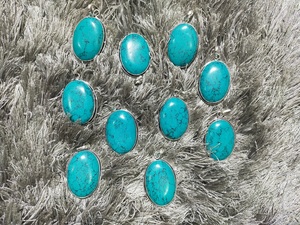 Pendentifs en turquoise naturelle en gros d'usine, plaqués argent sterling 925, cabochons ovales, bijoux en vrac - Product Image 2