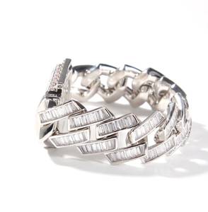 <b>Mens</b> Baguette Cut Moissanite Cuban Link Silver Bracelet Iced Out Diamond Round Brilliant Cut VS1 Hip Hop - Product Image 6