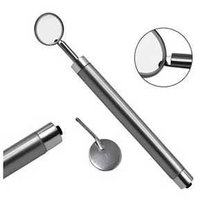 Premium Quality Manual Dental Mouth Mirror LED Light Silver Color Ergonomic Handle German Stainless Steel Oral Examination - Product Image 1