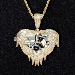 Premium 925 <b>Silver</b> Iced Jewelry VVS Moissanite Diamond Angel Wings Heart Pendant <b>Silver</b> Customizable Pendants <b>Charms</b> - Product Image 4