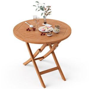 31.5 Inch Round <b>Coffee</b> <b>Table</b> Durable Indonesia Teak Wood <b>Folding</b> Patio Outdoor Furniture - Product Image 1