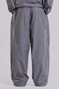 Survêtement coupe-vent sportif d'hiver pour homme, gris uni, léger, imperméable et respirant, col rond, taille élastique avec passepoil - Product Image 3