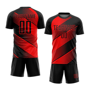 Conjunto de Camiseta de Fútbol Sublimada Roja y Negra para Hombre, Transpirable, de Spandex y Poliéster, Ropa Deportiva para Adultos - Product Image 2