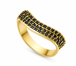 925 Sterling Silver Black Diamond <b>Ring</b> Gold Plated Bezel <b>Set</b> Band Classic <b>Women</b> Jewelry for Wedding Party - Product Image 2
