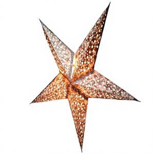 Lanternes étoiles en papier imprimées avec paillettes dorées, faites à la main, 5 branches, pour décoration de Noël, vente en gros depuis l'Inde - Product Image 2
