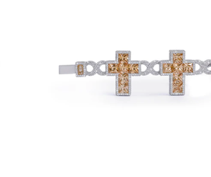 Silver Plated Cross <b>Bracelet</b> With Princess Cut <b>Crystal</b> Rhinestones Religious Christian Style Unisex Chain Link Jewelry - Product Image 4