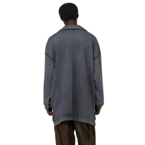Men's Oversized Half Zip Cotton Work Shirt Solid Color Turn-down Collar Casual Autumn Wear - Product Image 2