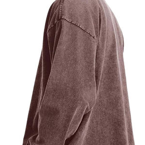 T-shirt personnalisable en coton 100% pour homme, coupe ample à manches longues, séchage rapide, effet délavé à l'acide, disponible en grandes quantités - Product Image 4