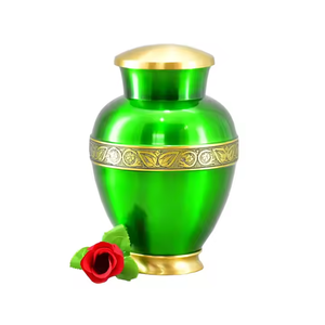Wholesale Luxury Gold Brass Metal Cremation Urn Bulk <b>Memorial</b> Jar with Elegant Engraved Floral Band and Polished Satin Finish - Product Image 5