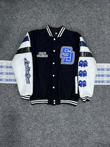 เสื้อแจ็คเก็ตวาร์ซิตี้ SouthDade Buccaneers สำหรับเชียร์โค้ช ผู้ชาย สีดำ หนัง PU คอตั้ง สไตล์ลำลอง - Product Image 2