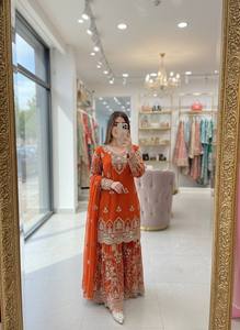Venta al por mayor 2026 Nueva Llegada Traje Rojo Pakistaní Personalizado Bordado Cosido Salwar Kameez de Alta Calidad para Fiesta Étnica Invierno/Verano - Product Image 5