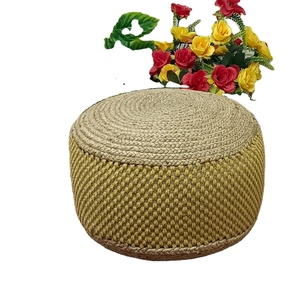 TEJIDO DE YUTE FORMA REDONDA SESIÓN NEGRO NATURAL POUFS DECORATIVO TAMAÑO Y FORMAS PERSONALIZADOS PARA HOGAR HOTELES RESTAURANTES - Product Image 1