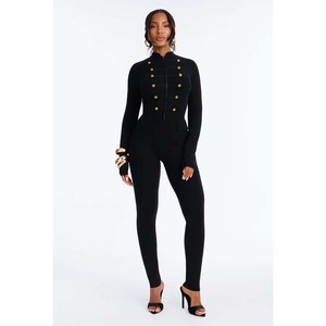 Wholesale Sexy Hollow Design Jumpsuits Woman Summer Trend O-Neck Ribbed Sleeveless Skinny Peach Hip Midnight Club Party <b>Overalls</b> - Product Image 4