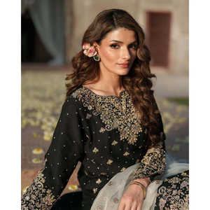 Ensemble haut et pantalon palazzo pour femme avec dupatta, orné de motifs de perles rivetées - Product Image 6