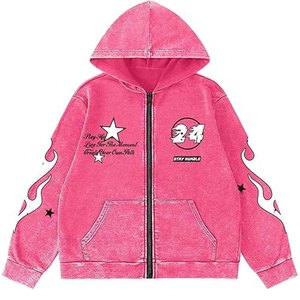 Sweat-shirt à capuche rose surdimensionné, brodé, motif uni, 100% coton biologique, respirant, unisexe, décontracté, pour l'automne - Product Image 1
