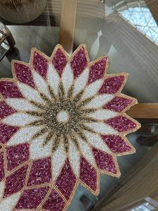 Embroidered Floral Table <b>Runner</b> Bohemian Style Gold Red White Home Decor <b>Washable</b> - Product Image 2