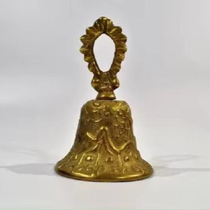 Campana de mano de latón de estilo moderno con diseño ornamentado, campana de oración para escritorio y Dharmachakra, ideal para práctica espiritual, tamaño personalizable. - Product Image 2