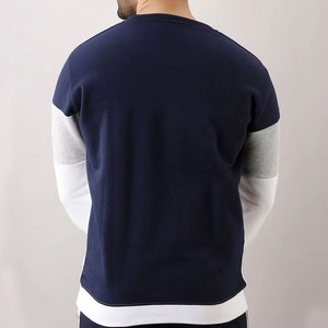 Sweat-shirt à col rond pour homme, couleur marine, gris et blanc, à manches longues, décontracté, pour l'automne et l'hiver - Product Image 6