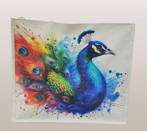Bolso Tote Urbano Personalizado con Estampado de Pavo Real, con Cierre de Cremallera, Ecológico, para Viajes y Compras, 50x43cm - Product Image 3