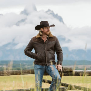 Men Beige Shearling Collar <b>Leather</b> Jacket Winter Warm Snap Button Genuine <b>Leather</b> Workwear <b>Coat</b> OEM Wholesale - Product Image 6