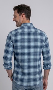 Camisa Enovate a Cuadros, Doble Botonadura, Manga Larga, Corte Regular, Casual, Unisex, Transpirable, de Algodón Tejido para Verano - Product Image 3