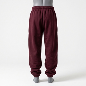 Pantalones deportivos holgados de felpa para hombre, color burdeos, beige, con bordado de letras en arco, puños elásticos, estilo jogger, rojo vino, pantalón de chándal holgado - Product Image 2