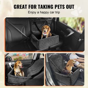 Rehausseur de siège auto pour chien avec poche de rangement, laisse de sécurité à clipser, lit rembourré en éponge et coton PP, housse pratique pour siège arrière de voiture pour animaux de compagnie - Product Image 4