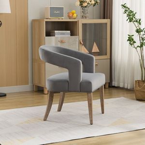 Moderna Sedia Accent con Schienale Aperto e Seduta Larga 65,5 cm in Grigio con Gambe in Legno per Sala da Pranzo, Club, Cucina, Soggiorno - Product Image 4