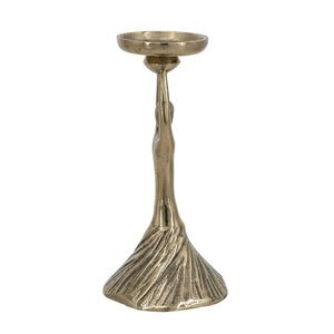 Porte-bougie en métal artistique finition dorée, parfait pour les décorations de table de célébrations festives - Product Image 1
