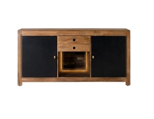Aparador de Madera de Mango Sólido de Estilo Contemporáneo para Sala de Estar y Comedor, Estilo Industrial Clásico, con 2 Puertas de Hierro - Product Image 1