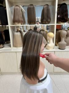 Vente en gros usine de cheveux humains vierges chinois HD pour perruques, longueurs variées, tailles de bonnets moyennes, petites et grandes, densité 150%, sans colle - Product Image 6