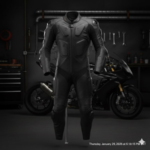 Traje de Motociclismo Negro para Hombre con Protección de Armadura |   Equipo de Protección Corporal Completo para Motociclistas Deportivos - Product Image 1