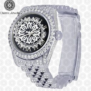 Montre de luxe Charm Jewells en acier inoxydable, boîtier 40 mm, mouvement mécanique analogique, mode masculine, accents de diamants, date automatique, étanche - Product Image 4