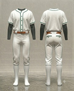 Ensemble uniforme de baseball personnalisé pour homme – Maillot et pantalon en maille respirante avec bordure verte et blanche, fermeture à boutons, vêtements d'équipe en polyester - Product Image 1