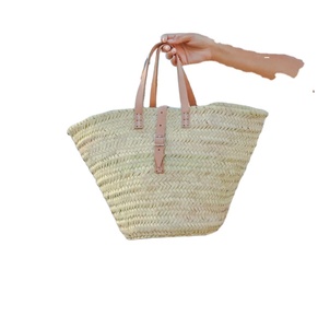 Sac de marché en paille avec poignées courtes en cuir Sac en corde de papier tissé Sacs de plage en macramé au crochet directement du fournisseur indien - Product Image 1