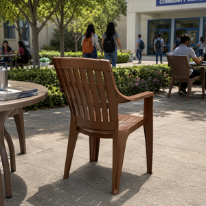 Modern Durable Plastic Waterproof Outdoor Chair with Cross Back Armrests Stackable for Home Apartment Dining and Living Room Use - Product Image 6