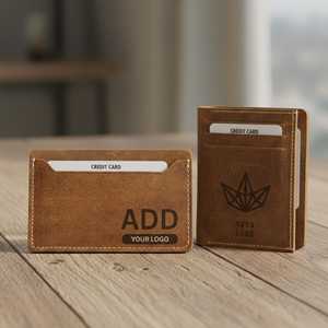 Wholesale Leather <b>Card</b> Holder Money Clip <b>RFID</b> Blocking Minimalist Credit <b>Card</b> Case Custom Logo <b>Wallet</b> LNCR-0038F - Product Image 1