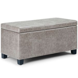 Panca contenitore Dover grigio tortora effetto invecchiato - Elegante sgabello e ottomana - Product Image 1