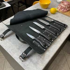 Porte-couteaux de cuisine professionnel en cuir de vache véritable avec logo personnalisé, sac en cuir pour couteau de chef LKR-0229 - Product Image 2