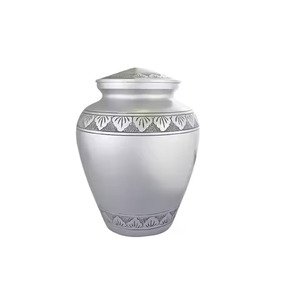 Juego de urna de banda de cremación de aluminio plateado de diseño único Premium indio, suministros funerarios conmemorativos de cenizas humanas puras para adultos - Product Image 3